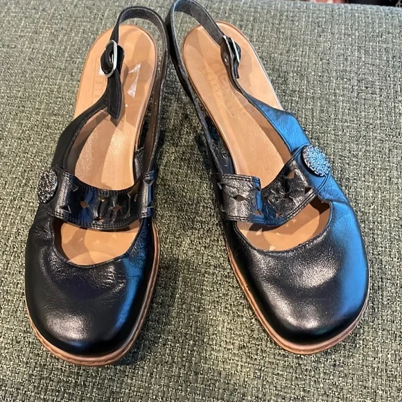 Rieker black leather sling back shoes (sz 40) - Picture 1 of 12